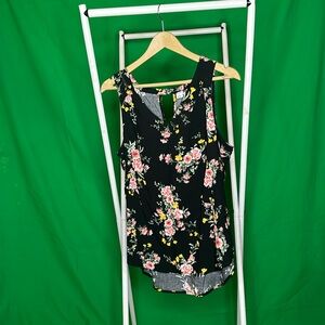 Black and Pink Floral Top, Old Navy